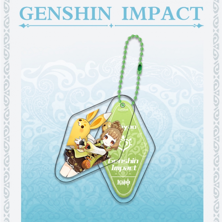 Genshin Impact Double piece transparent acrylic pendant  Key Chain OPP packaging price for 5 pcs