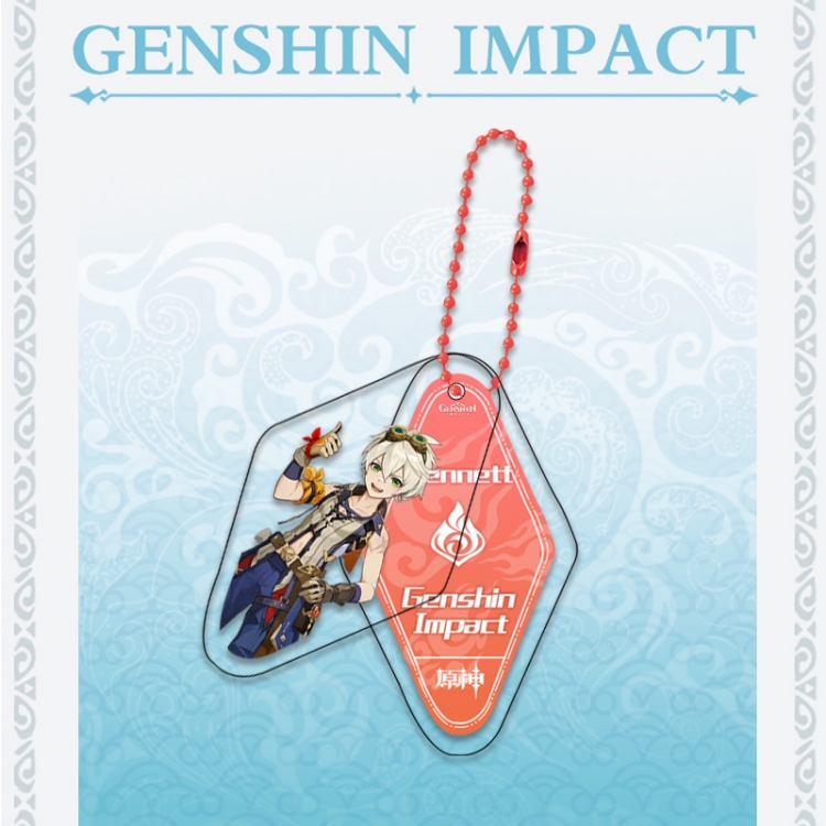 Genshin Impact Double piece transparent acrylic pendant  Key Chain OPP packaging price for 5 pcs