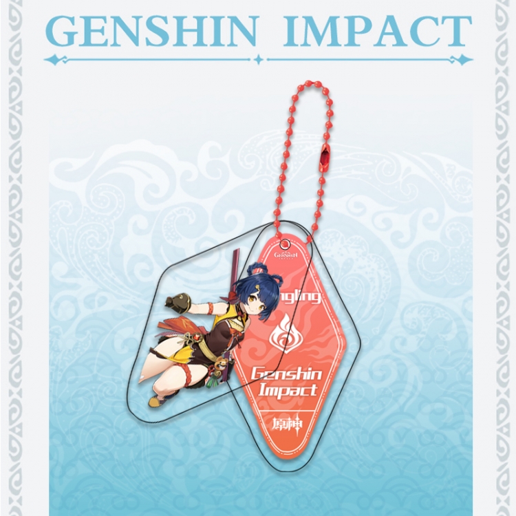 Genshin Impact Double piece transparent acrylic pendant  Key Chain OPP packaging price for 5 pcs