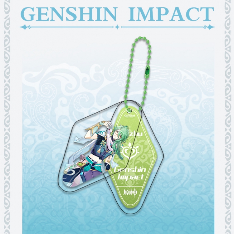 Genshin Impact Double piece transparent acrylic pendant  Key Chain OPP packaging price for 5 pcs