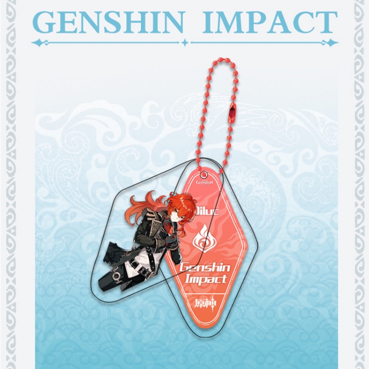 Genshin Impact Double piece transparent acrylic pendant  Key Chain OPP packaging price for 5 pcs