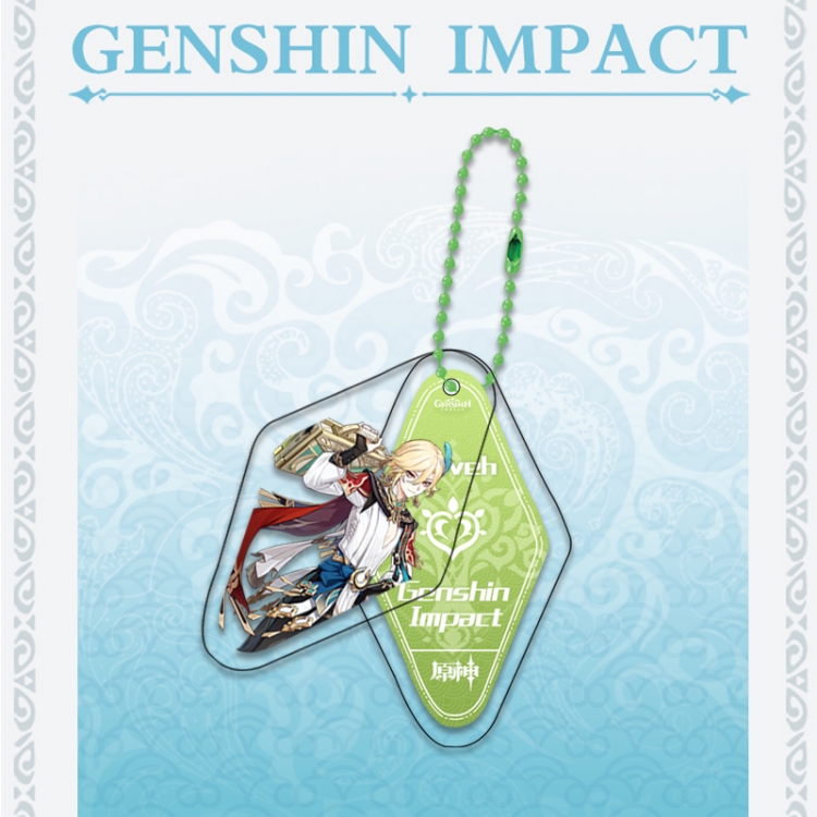 Genshin Impact Double piece transparent acrylic pendant  Key Chain OPP packaging price for 5 pcs