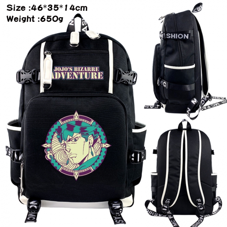 JoJos Bizarre Adventure Data USB backpack Cartoon printed student backpack 46X35X14CM 650G