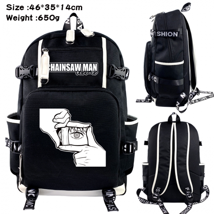 Chainsaw man Data USB backpack Cartoon printed student backpack 46X35X14CM