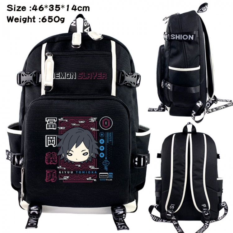 Demon Slayer Kimets Data USB backpack Cartoon printed student backpack 46X35X14CM