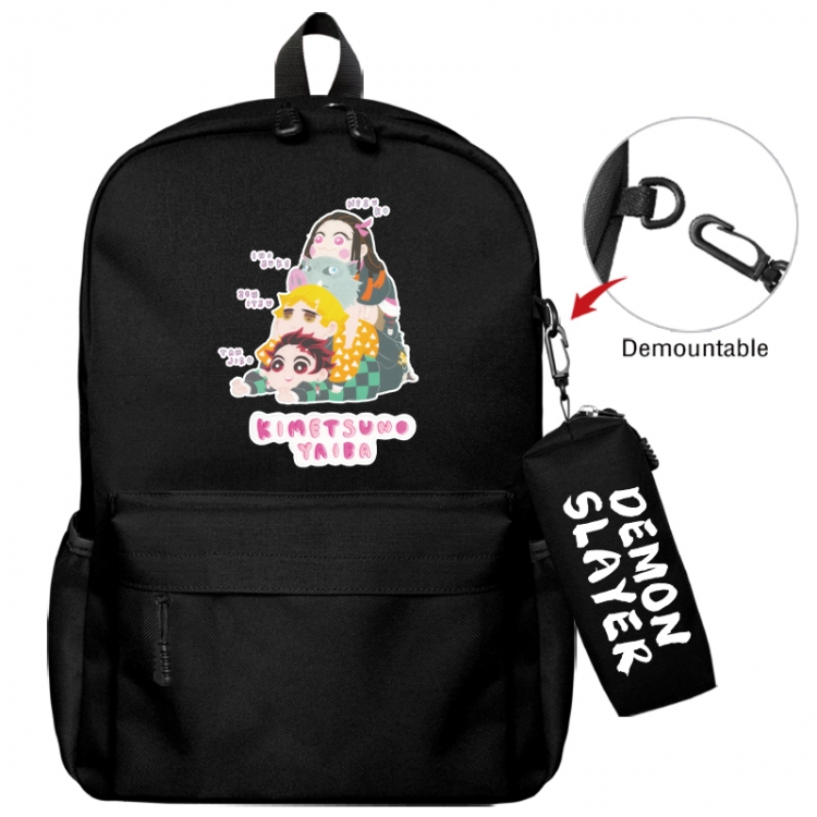 Demon Slayer Kimets Animation backpack schoolbag+small pen bag school bag 43X35X12CM