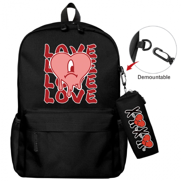 Bad Bunny Animation backpack schoolbag+small pen bag school bag 43X35X12CM