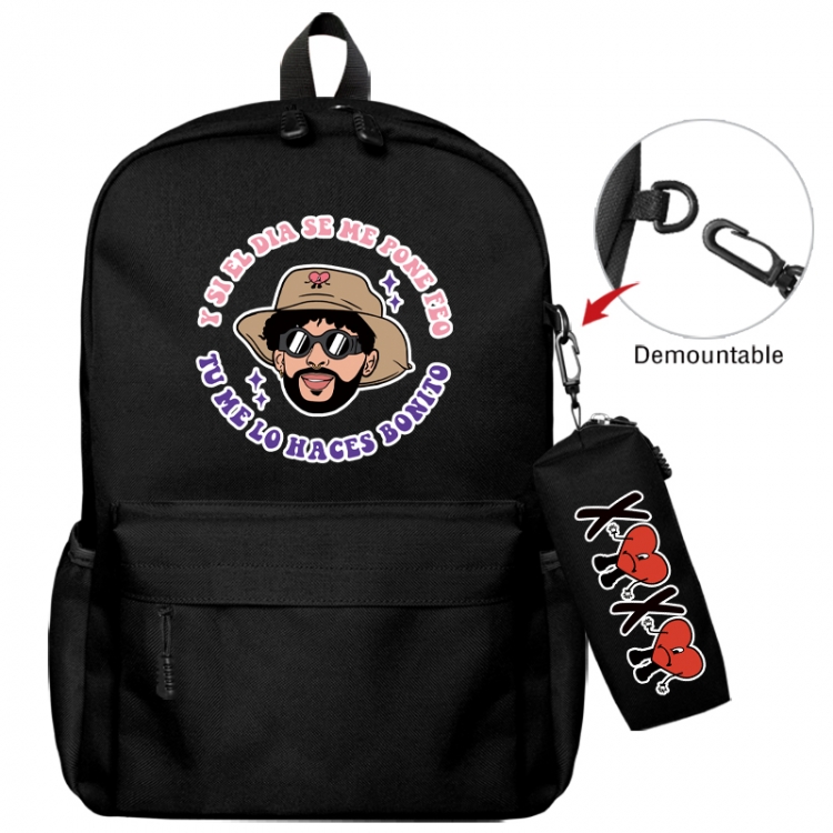 Bad Bunny Animation backpack schoolbag+small pen bag school bag 43X35X12CM