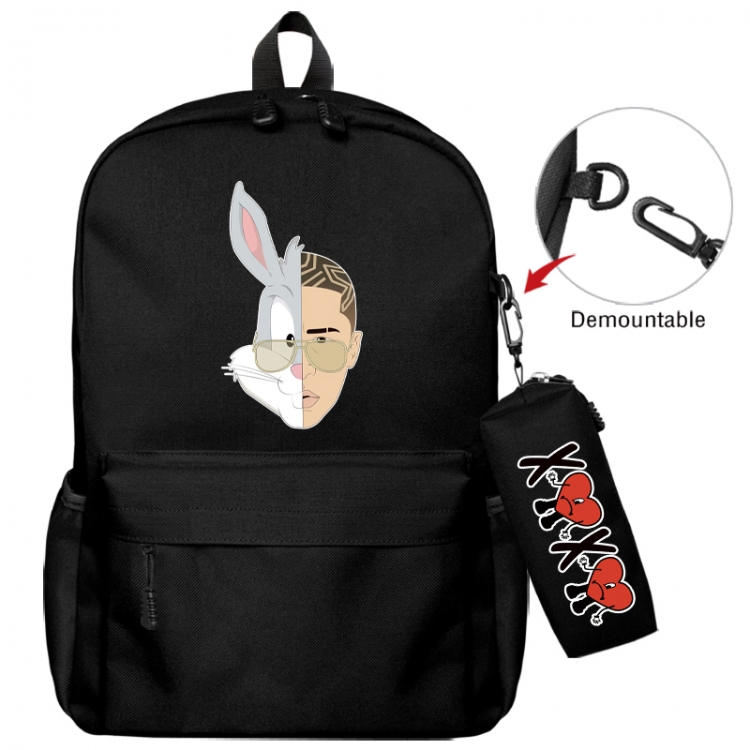 Bad Bunny Animation backpack schoolbag+small pen bag school bag 43X35X12CM