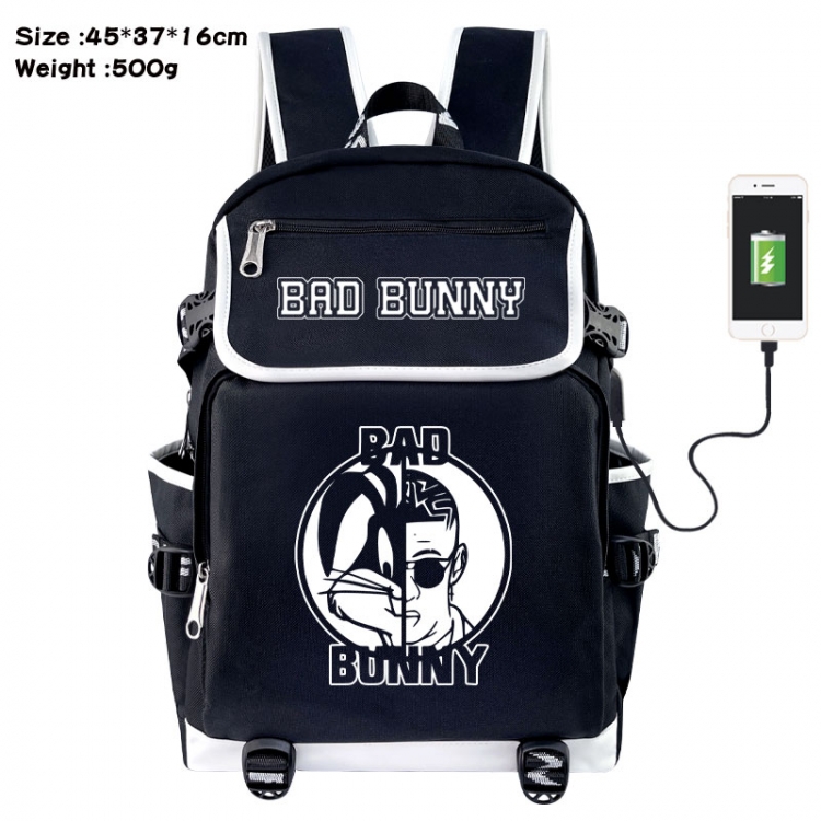Bad Bunny Anime Flip Data Cable USB Backpack School Bag 45X37X16CM