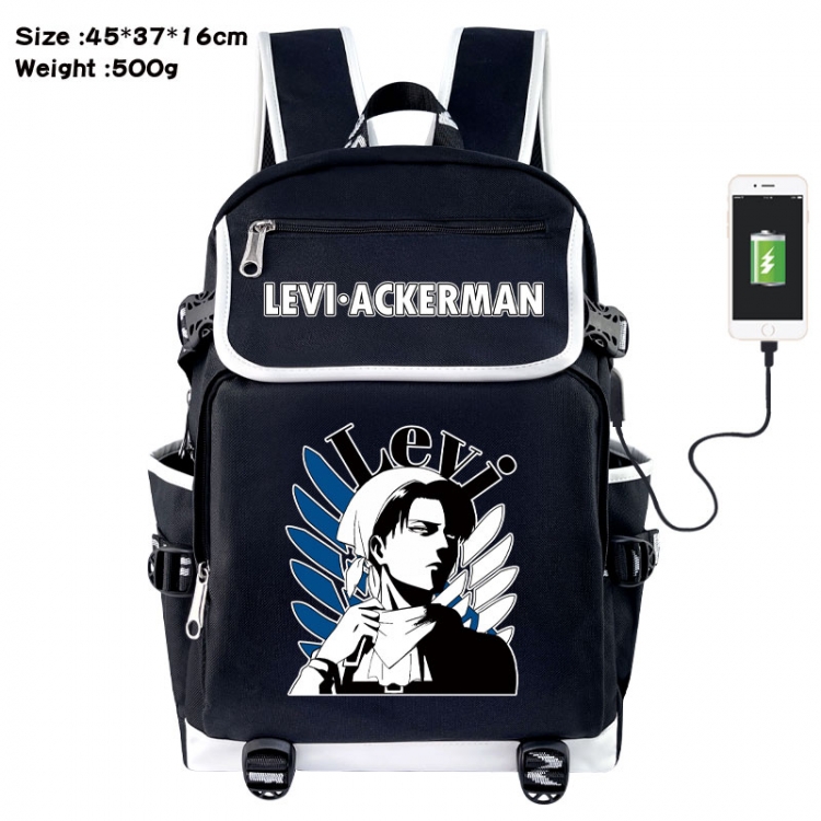 Shingeki no Kyojin Anime Flip Data Cable USB Backpack School Bag 45X37X16CM