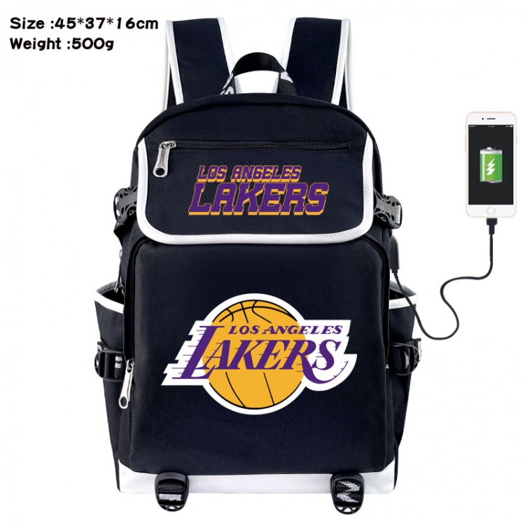 NBA Anime Flip Data Cable USB Backpack School Bag 45X37X16CM