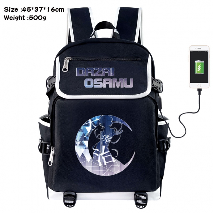 Bungo Stray Dogs Anime Flip Data Cable USB Backpack School Bag 45X37X16CM