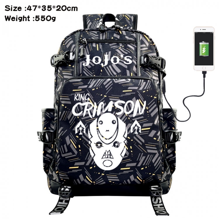 JoJos Bizarre Adventure Anime data cable camouflage print USB backpack schoolbag 47x35x20cm