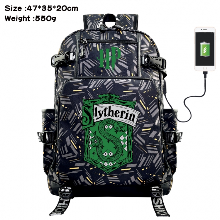 Harry Potter Anime data cable camouflage print USB backpack schoolbag 47x35x20cm