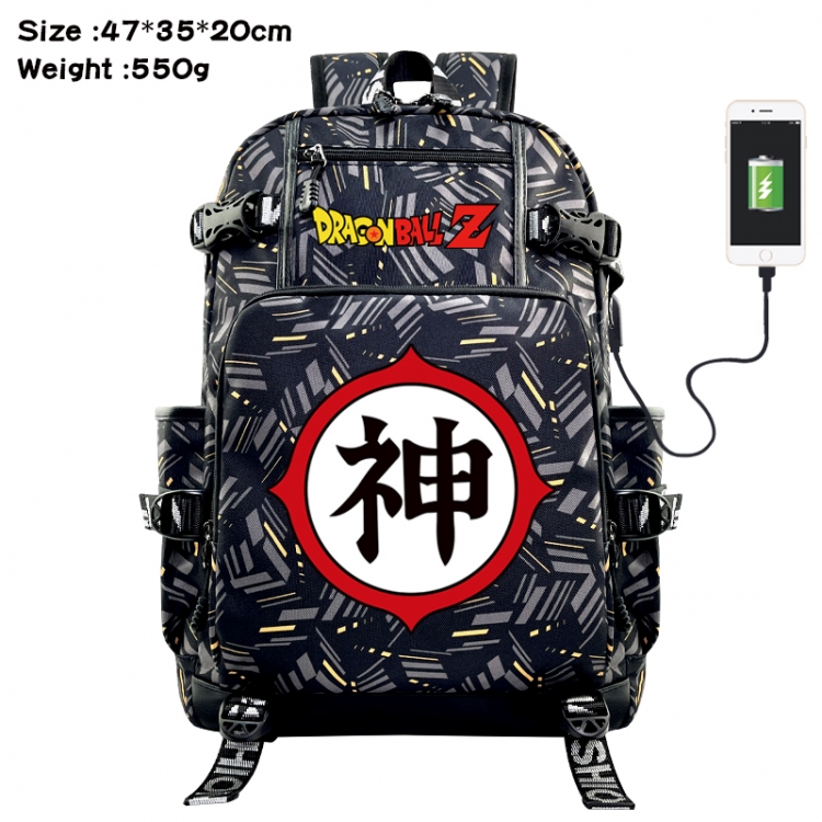 DRAGON BALL Anime data cable camouflage print USB backpack schoolbag 47x35x20cm