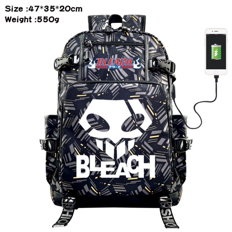 Bleach  Anime data cable camouflage print USB backpack schoolbag 47x35x20cm
