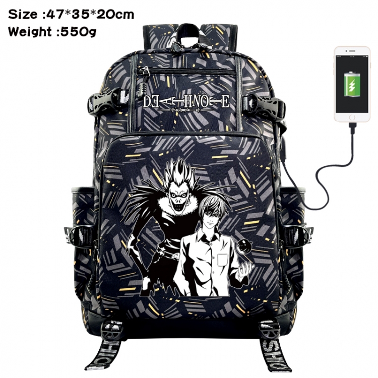 Death note Anime data cable camouflage print USB backpack schoolbag 47x35x20cm