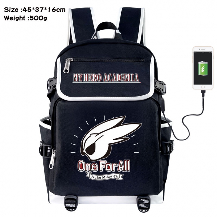 My Hero Academia Anime Flip Data Cable USB Backpack School Bag 45X37X16CM