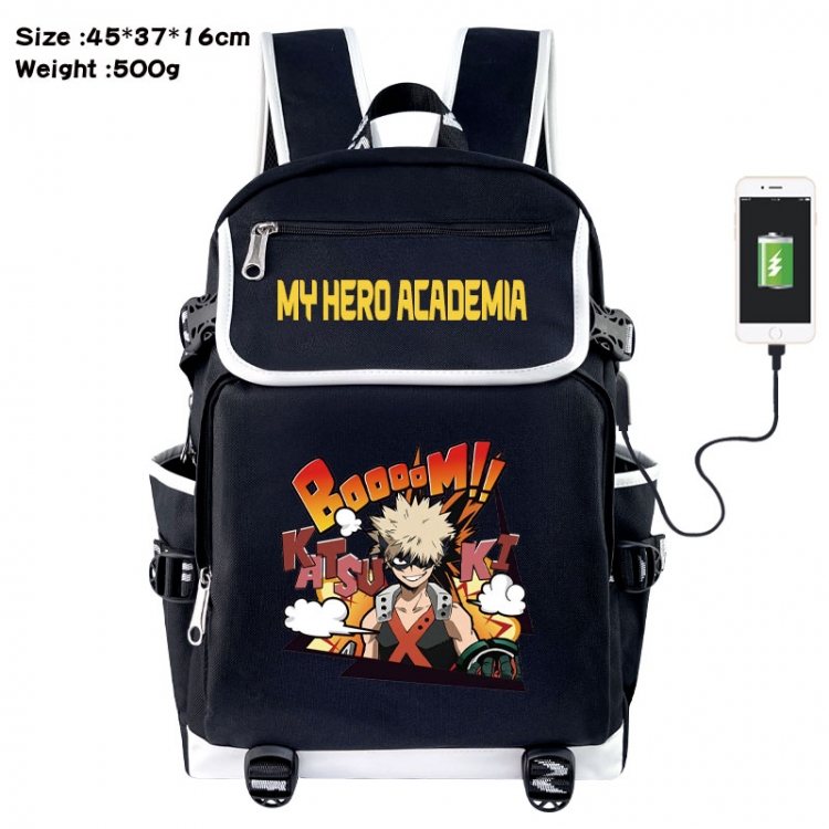 My Hero Academia Anime Flip Data Cable USB Backpack School Bag 45X37X16CM