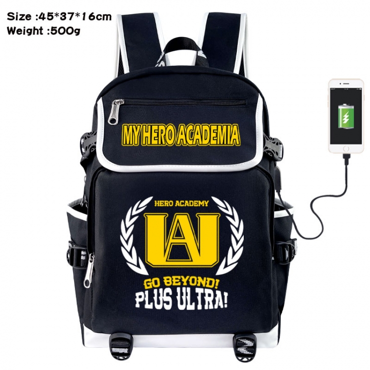 My Hero Academia Anime Flip Data Cable USB Backpack School Bag 45X37X16CM