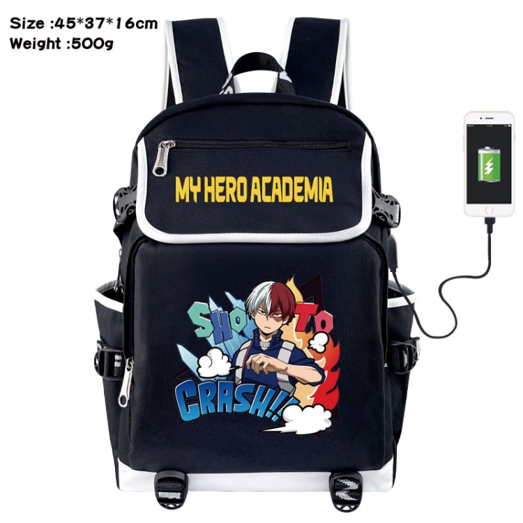 My Hero Academia Anime Flip Data Cable USB Backpack School Bag 45X37X16CM