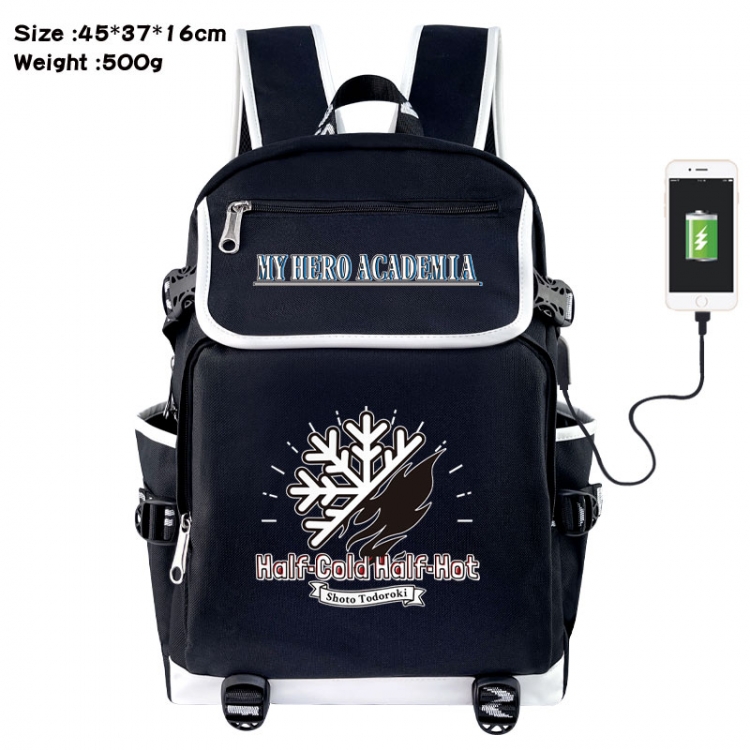 My Hero Academia Anime Flip Data Cable USB Backpack School Bag 45X37X16CM