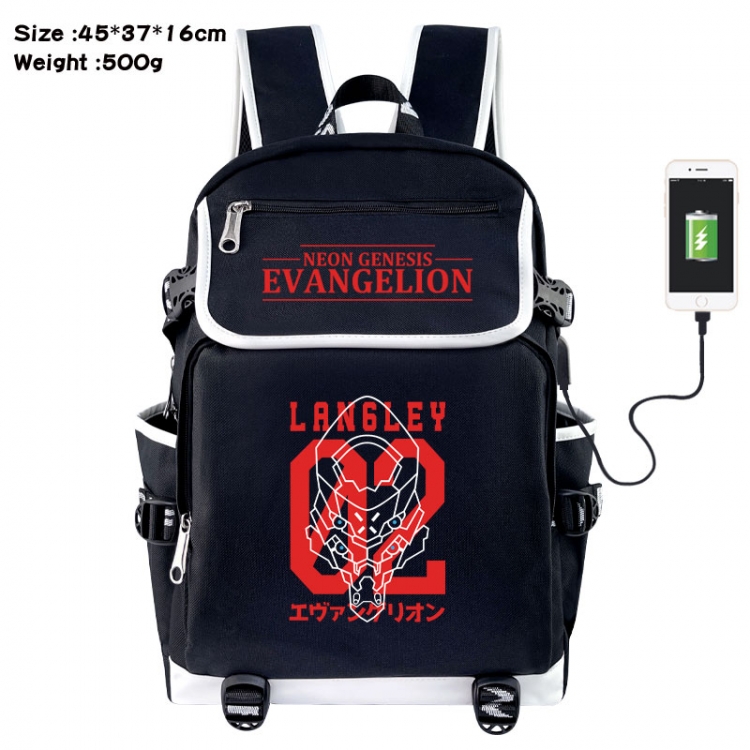 EVA  Anime Flip Data Cable USB Backpack School Bag 45X37X16CM