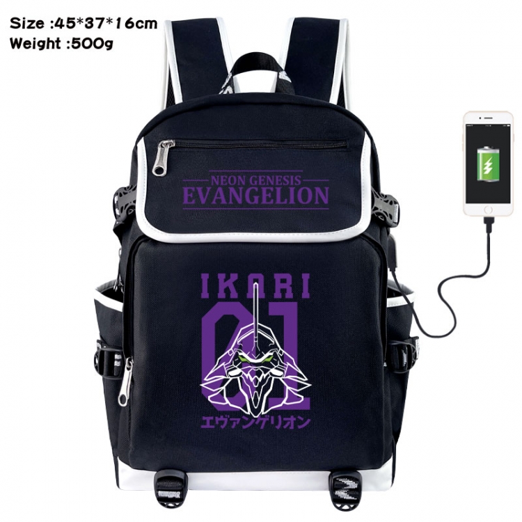 EVA  Anime Flip Data Cable USB Backpack School Bag 45X37X16CM