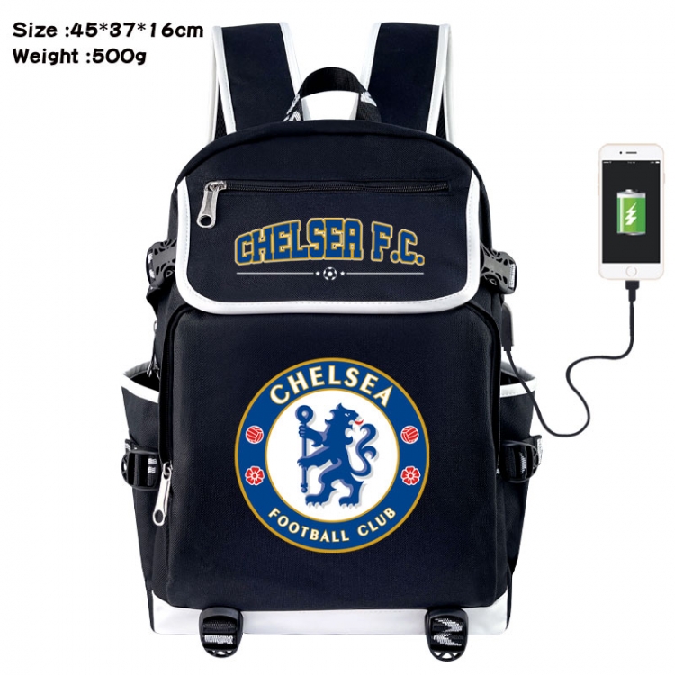 Football Anime Flip Data Cable USB Backpack School Bag 45X37X16CM