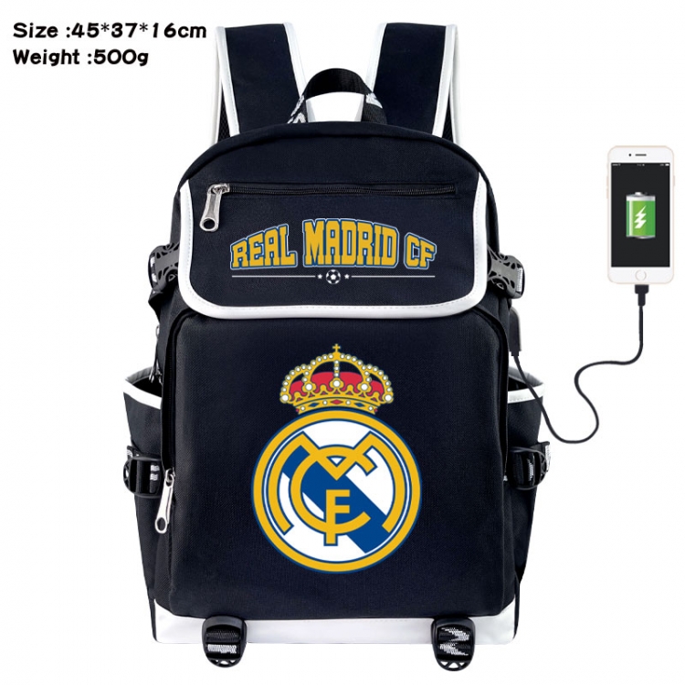 Football Anime Flip Data Cable USB Backpack School Bag 45X37X16CM
