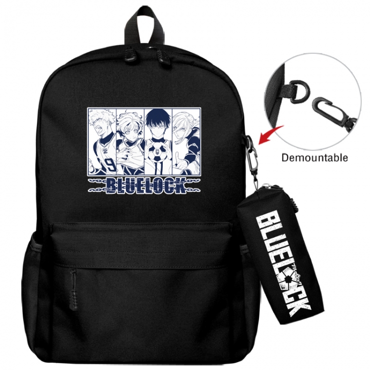 BLUE LOCK  Animation backpack schoolbag+small pen bag school bag 43X35X12CM