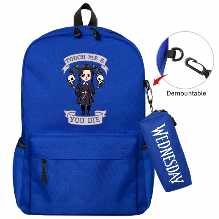 Wednesday Animation backpack schoolbag+small pen bag school bag 43X35X12CM