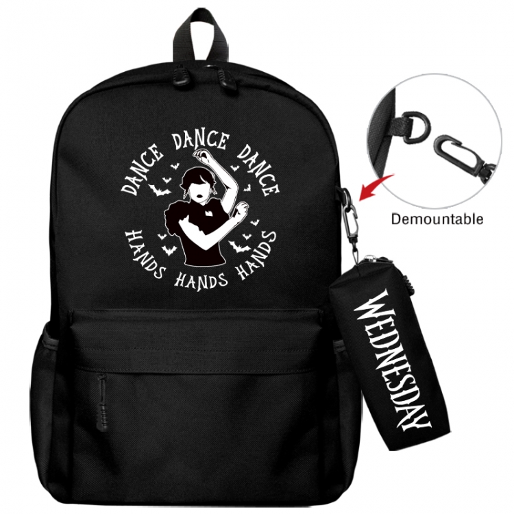 Wednesday Animation backpack schoolbag+small pen bag school bag 43X35X12CM