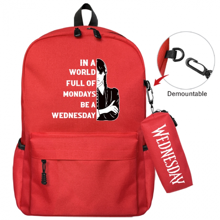 Wednesday Animation backpack schoolbag+small pen bag school bag 43X35X12CM