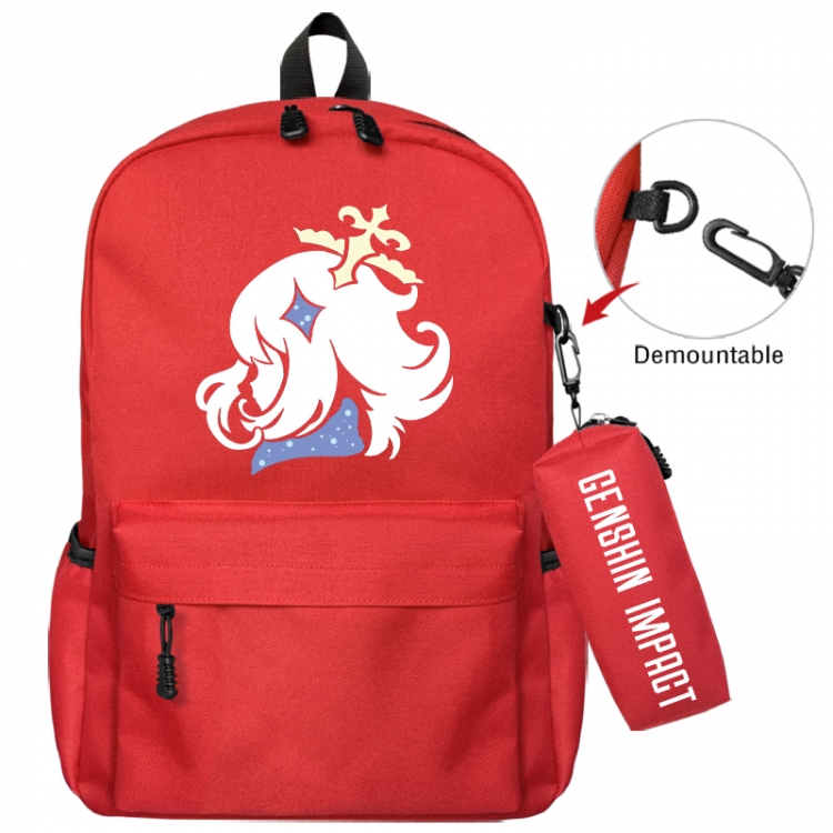 Genshin Impact Animation backpack schoolbag+small pen bag school bag 43X35X12CM
