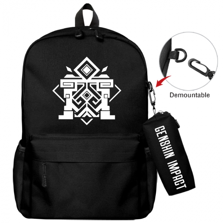 Genshin Impact Animation backpack schoolbag+small pen bag school bag 43X35X12CM