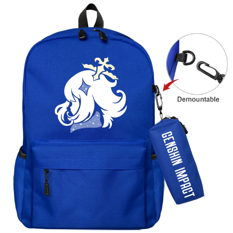Genshin Impact Animation backpack schoolbag+small pen bag school bag 43X35X12CM
