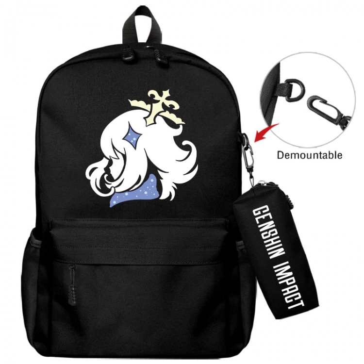 Genshin Impact Animation backpack schoolbag+small pen bag school bag 43X35X12CM