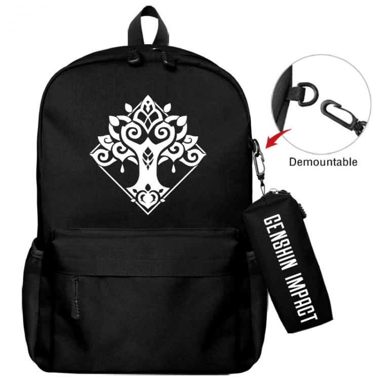 Genshin Impact Animation backpack schoolbag+small pen bag school bag 43X35X12CM
