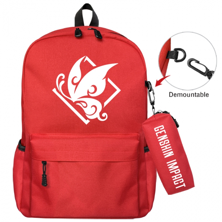 Genshin Impact Animation backpack schoolbag+small pen bag school bag 43X35X12CM