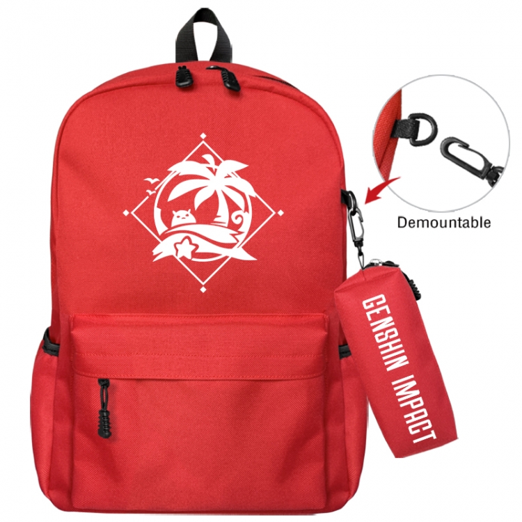 Genshin Impact Animation backpack schoolbag+small pen bag school bag 43X35X12CM