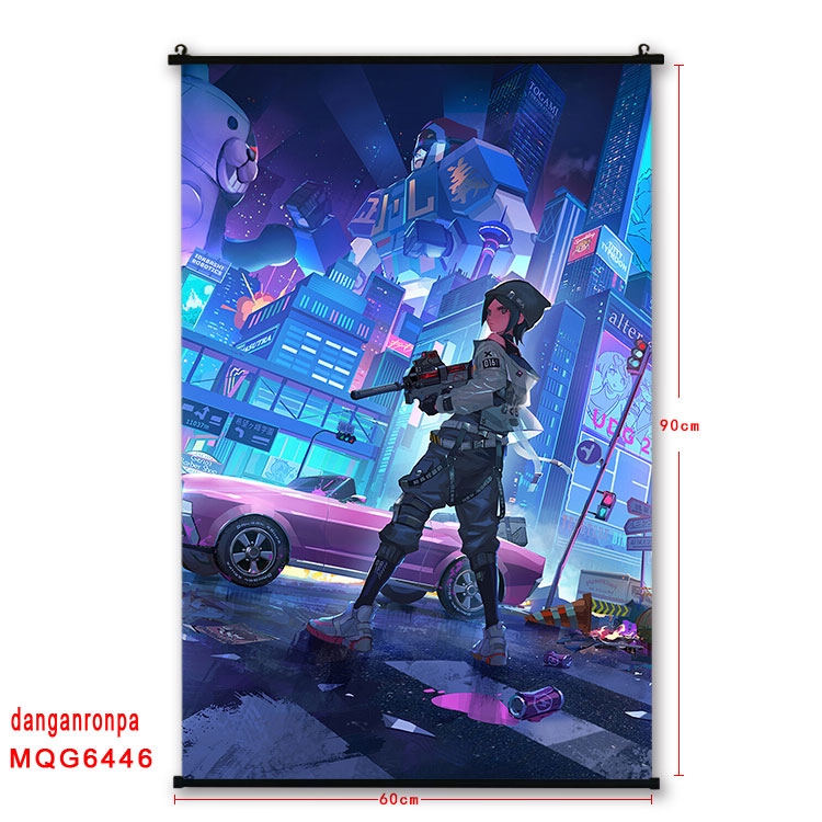 Dangan-Ronpa Anime black Plastic rod Cloth painting Wall Scroll 60X90CM MQG-6446