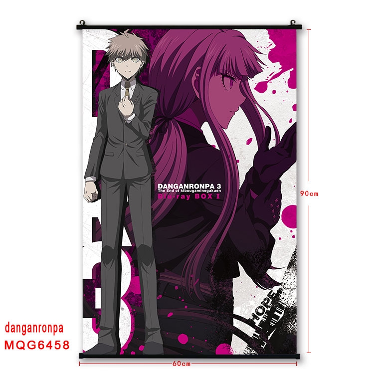 Dangan-Ronpa Anime black Plastic rod Cloth painting Wall Scroll 60X90CM MQG-6458