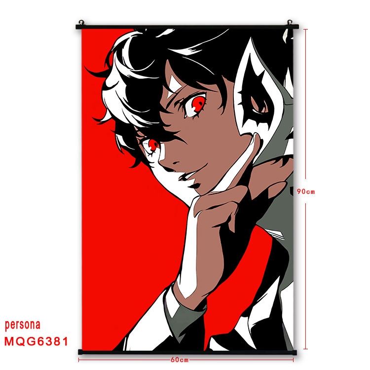 Megami Ibunroku Persona Anime black Plastic rod Cloth painting Wall Scroll 60X90CM  MQG-6381