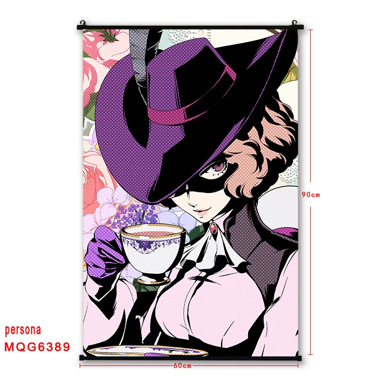 Megami Ibunroku Persona Anime black Plastic rod Cloth painting Wall Scroll 60X90CM MQG-6389