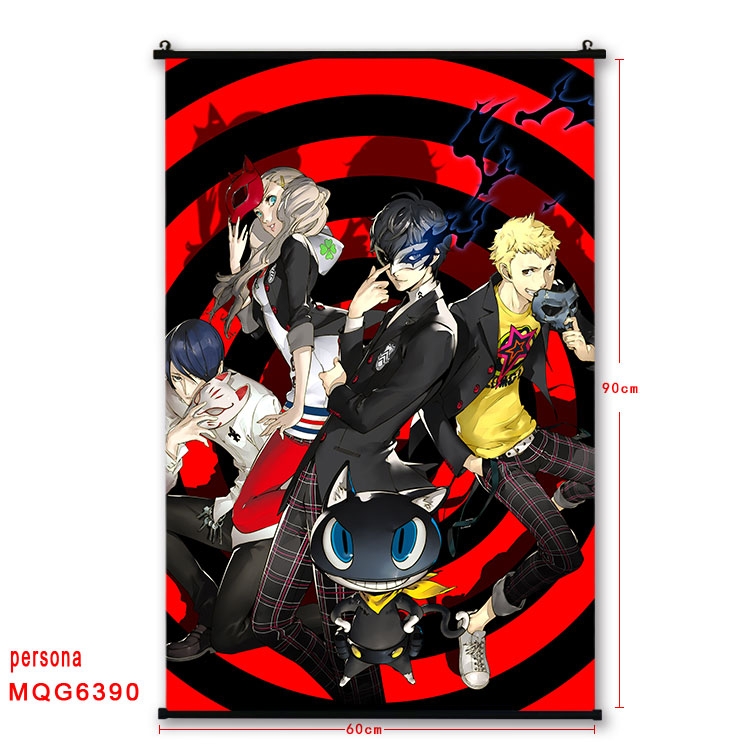 Megami Ibunroku Persona Anime black Plastic rod Cloth painting Wall Scroll 60X90CM MQG-6390