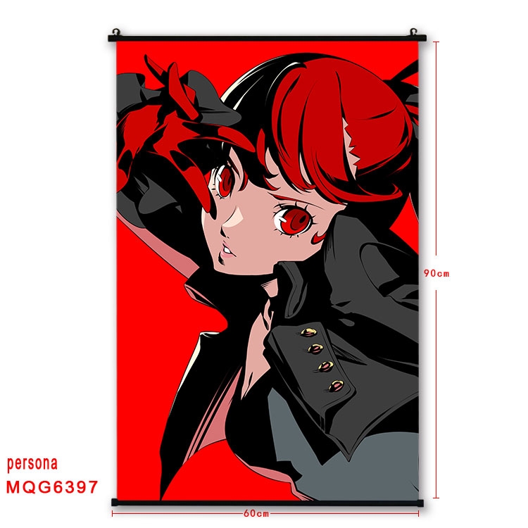 Megami Ibunroku Persona Anime black Plastic rod Cloth painting Wall Scroll 60X90CM MQG-6397
