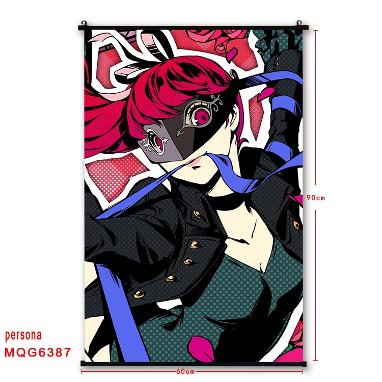 Megami Ibunroku Persona Anime black Plastic rod Cloth painting Wall Scroll 60X90CM  MQG-6387