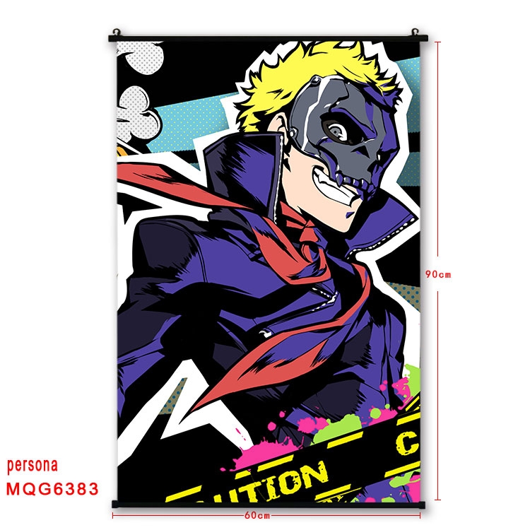 Megami Ibunroku Persona Anime black Plastic rod Cloth painting Wall Scroll 60X90CM  MQG-6383